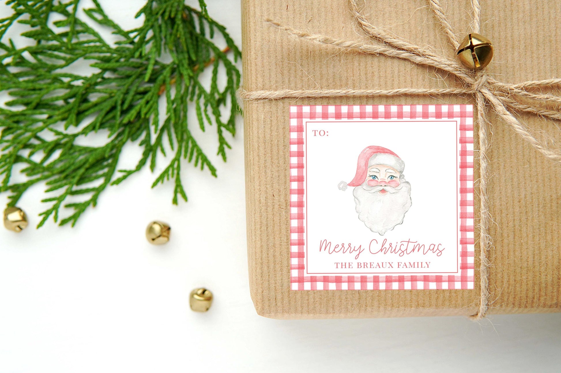 Personalized Santa Calling Card or Sticker | Santa Claus Enclosure Card | Family Square Gift Tag and Stickers