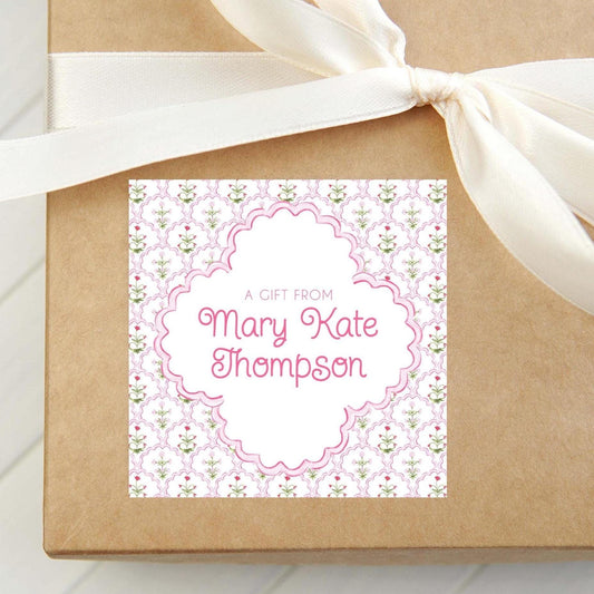 Personalized Floral Calling Card, Girl Enclosure Card, Colorful Women Square Gift Tag