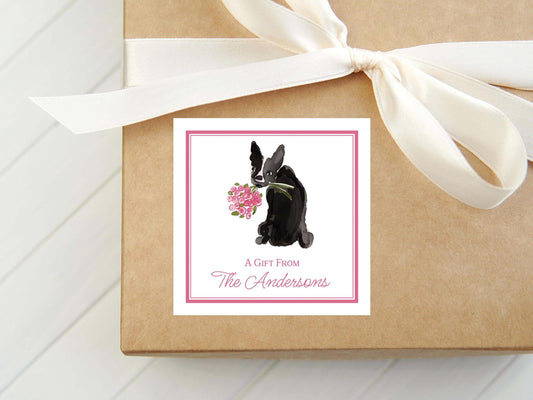 Personalized Boston Terrier Calling Card, Watercolor Dog Enclosure Card, Puppy Gift Tag