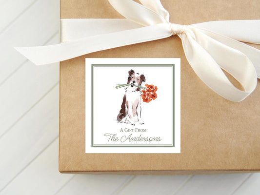 Personalized Australian Shepherd Calling Card, Watercolor Dog Enclosure Card, Puppy Gift Tag