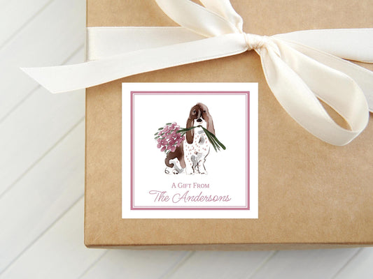 Personalized Spaniel Calling Card, Watercolor Dog Enclosure Card, Puppy Gift Tag