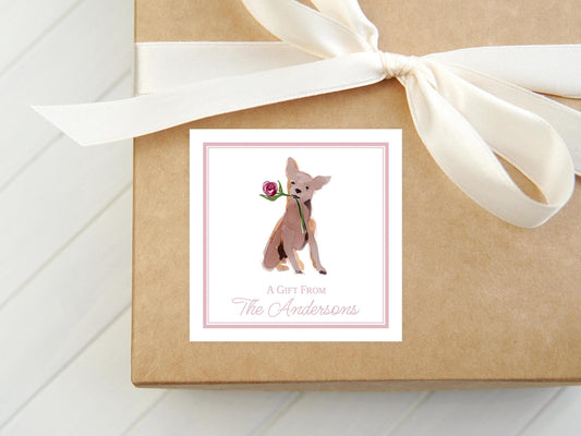 Personalized Chihuahua Calling Card, Watercolor Dog Enclosure Card, Puppy Gift Tag