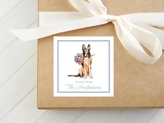 Personalized German Shepherd Calling Card, Watercolor Dog Enclosure Card, Puppy Gift Tag