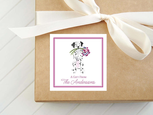 Personalized Dalmatian Calling Card, Watercolor Dog Enclosure Card, Puppy Gift Tag