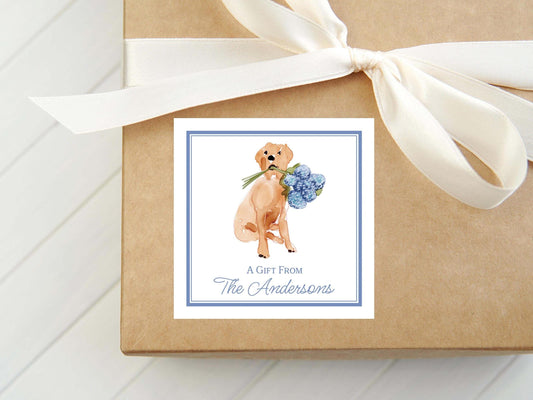 Personalized Yellow Lab Calling Card, Watercolor Dog Enclosure Card, Puppy Gift Tag