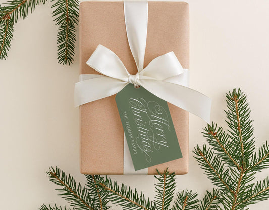 2 x 3.5 inch Personalized Script Merry Christmas Gift Tags | Custom Gift Tags | Colorful Women Gift Tag