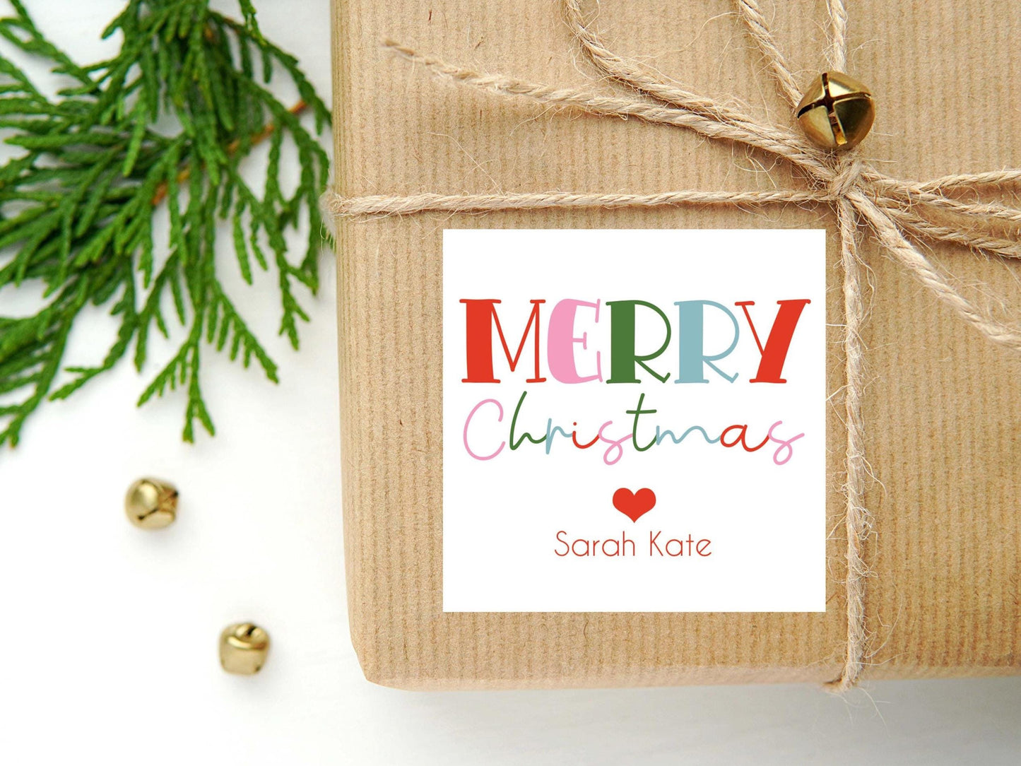 Personalized Colorful Christmas Calling Card or Sticker | Family Christmas Enclosure Card