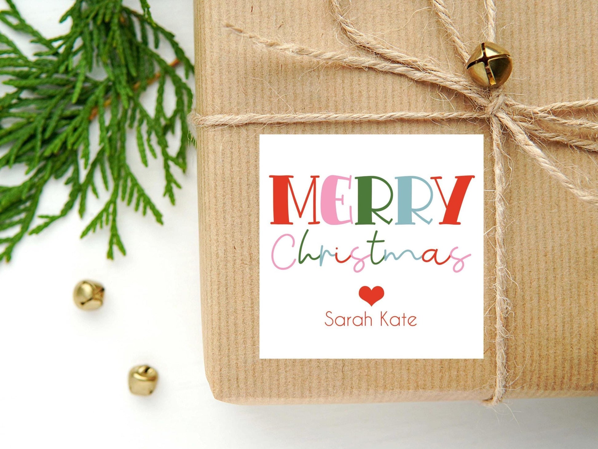 Personalized Colorful Christmas Calling Card or Sticker | Family Christmas Enclosure Card