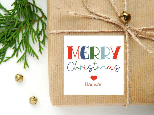 Personalized Colorful Christmas Calling Card or Sticker | Family Christmas Enclosure Card