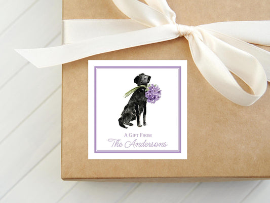 Personalized Black Lab Calling Card, Watercolor Dog Enclosure Card, Puppy Gift Tag
