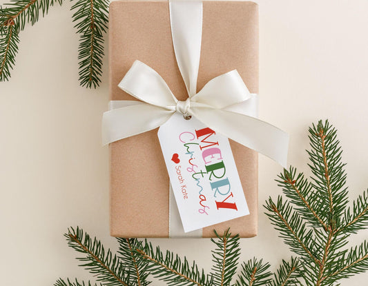 2 x 3.5 inch Personalized Colorful Christmas Gift Tags | Custom Gift Tags | Colorful Women Gift Tag