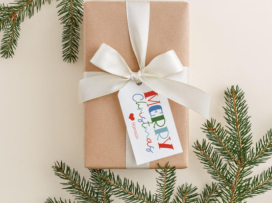 2 x 3.5 inch Personalized Colorful Christmas Gift Tags | Custom Gift Tags | Colorful Women Gift Tag