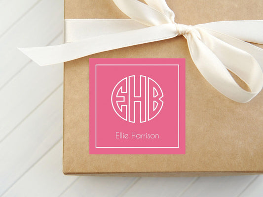 Personalized Circle Monogram Calling Card, Women Enclosure Card, Girl Gift Tag