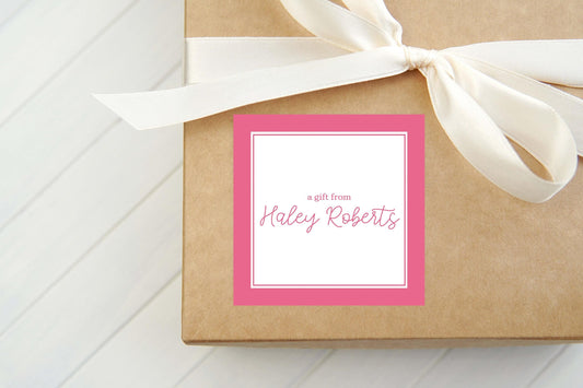 Personalized Border Script Name Calling Card, Enclosure Card, Family Gift Tag