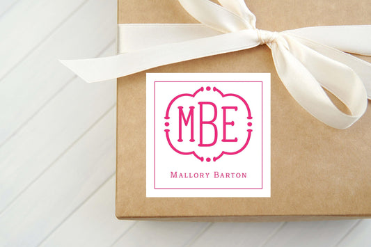 Personalized Monogram Calling Card, Woman Enclosure Card, Family Square Gift Tag