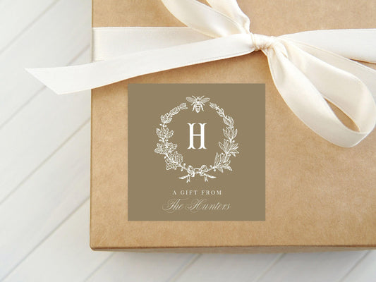 Personalized Block Monogram Calling Card, Colorful Enclosure Card, Family Square Gift Tag