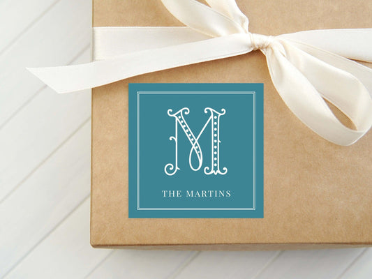 Personalized Border Dot Monogram Calling Card, Colorful Woman Enclosure Card, Family Square Gift Tag