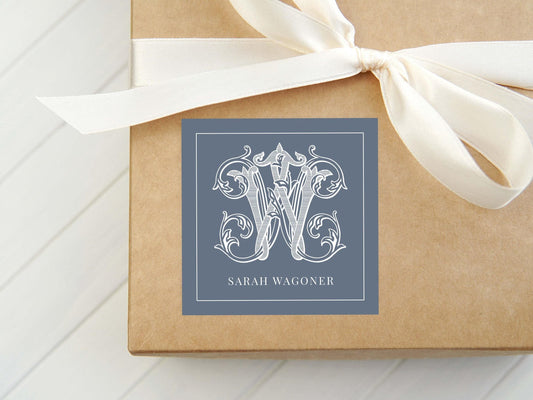 Personalized Colored Background Monogram Calling Card, Women Enclosure Card, Family Gift Tag