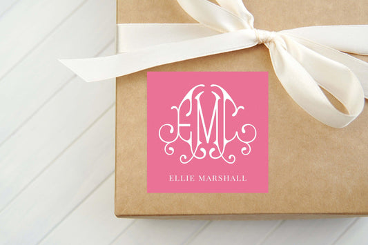 Personalized Monogram Calling Card, Fancy font Woman Enclosure Card, Family Square Gift Tag