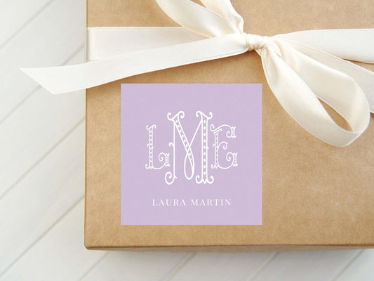 Personalized Dot Monogram Calling Card, Colorful Woman Enclosure Card, Family Square Gift Tag