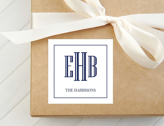 Personalized Block Monogram Calling Card, Colorful Enclosure Card, Family Square Gift Tag