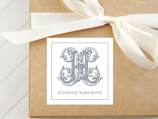 Personalized White Background Monogram Calling Card, Women Enclosure Card, Family Gift Tag