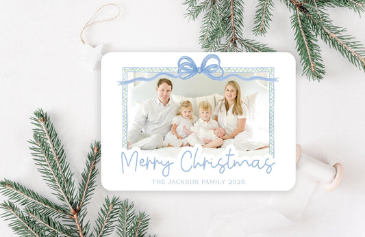 Custom Rounded Die-cut Personalized Wreath Photo Christmas Cards