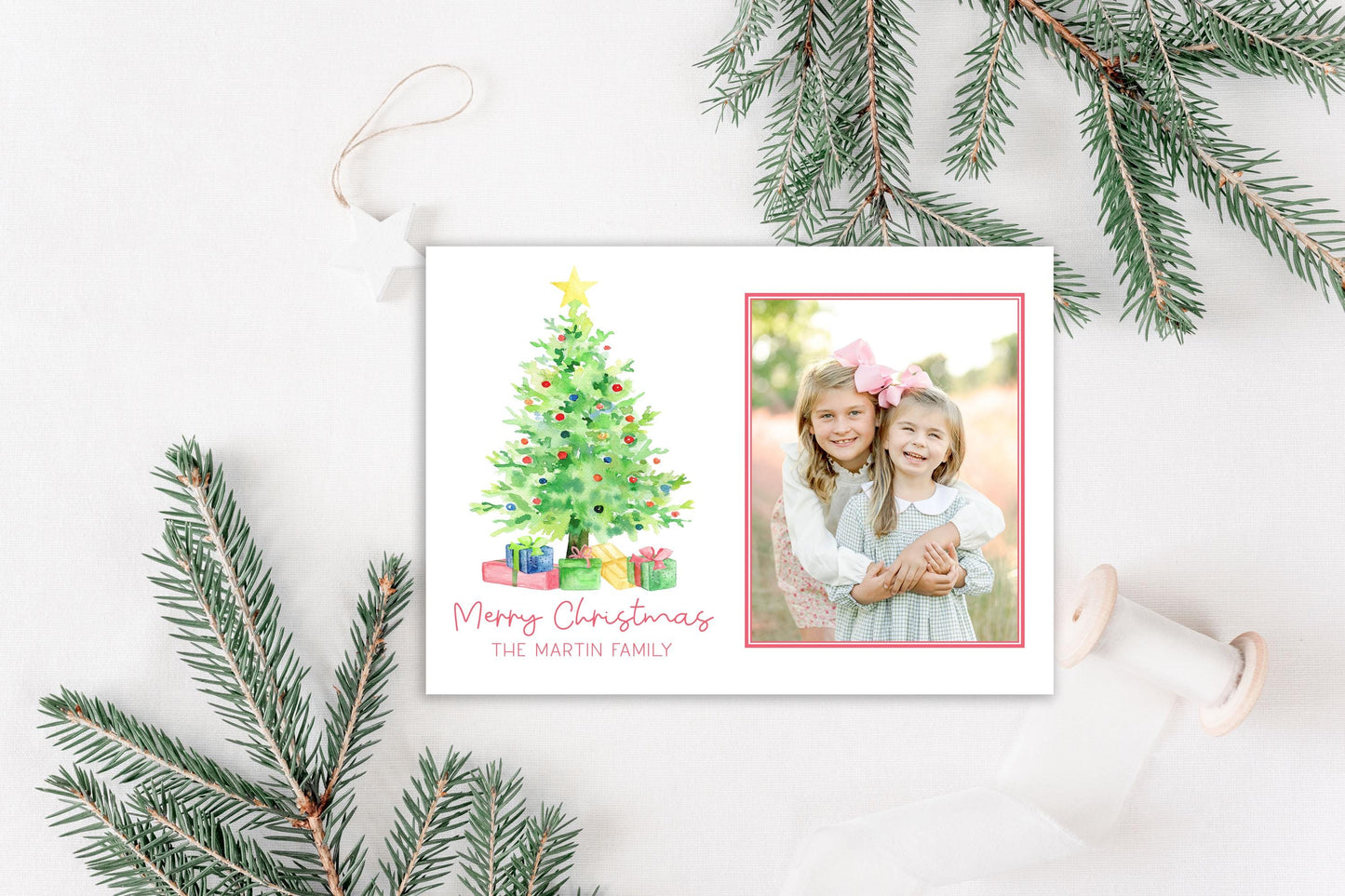 Custom Personalized Photo Christmas Cards - Christmas tree