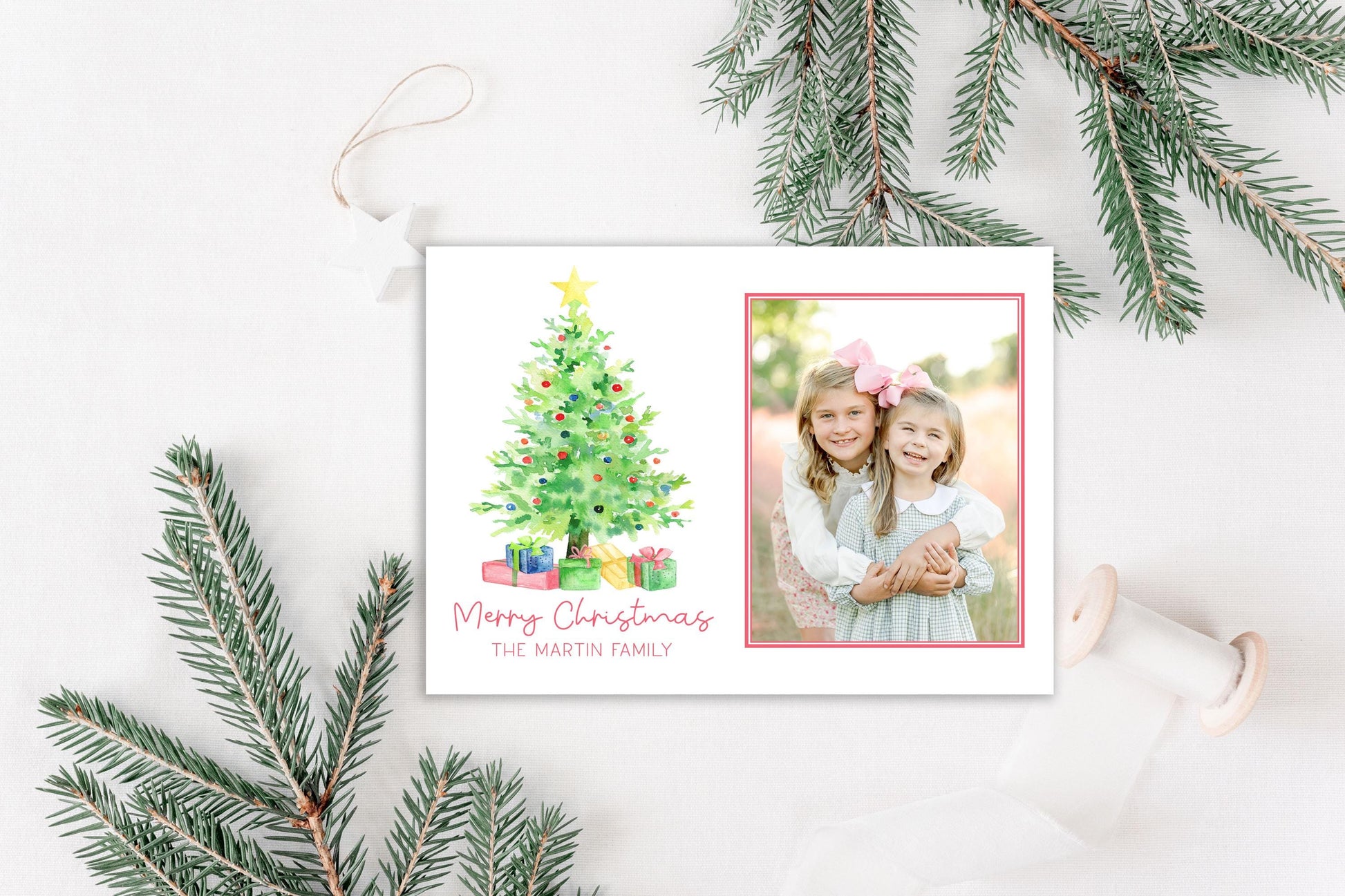 Custom Personalized Photo Christmas Cards - Christmas tree