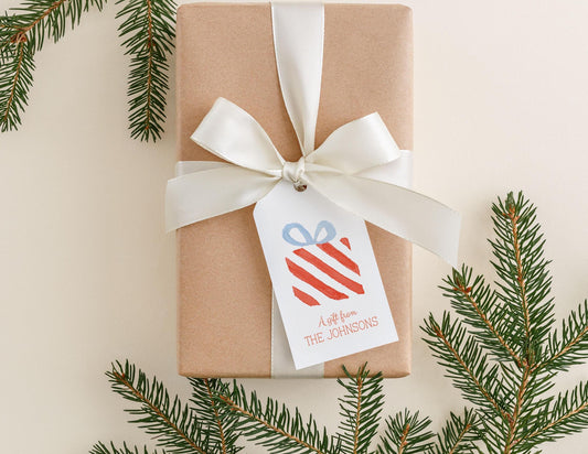 Personalized 2 x 3.5 inch Watercolor Christmas Present Gift Tags | Custom Gift Tags