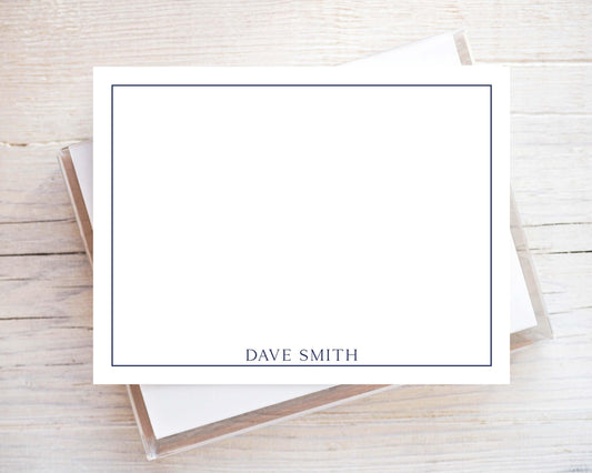 Personalized A2 Size Custom Colored Border Stationery, Family Men Boy Simple Notecard Set