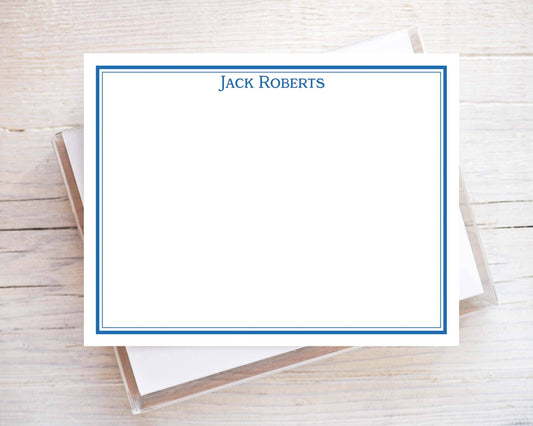 Personalized A2 Size Thick Colored Border Stationery, Family Boy Men Colorful Flat Notecard Set