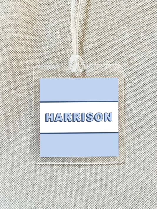 Personalized Block Color Bag Tag, Family Boy Square Luggage Tag