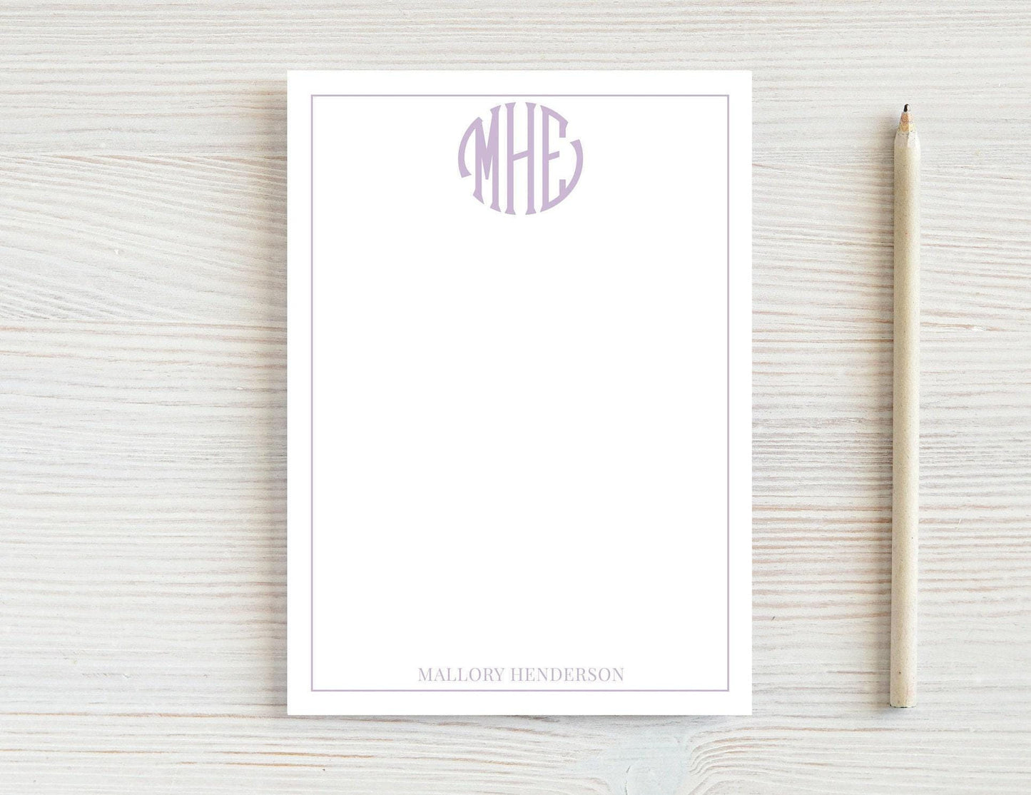 Personalized 5.5x5.5 or 5x7 Circle Monogram Notepad, Colorful Women Family Initials Note