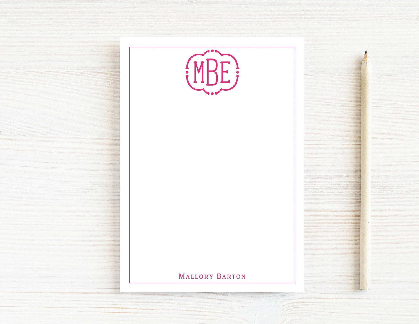 Personalized 5.5x5.5 or 5x7 Bubble Monogram Notepad, Pink Colorful Women Family Initials Note