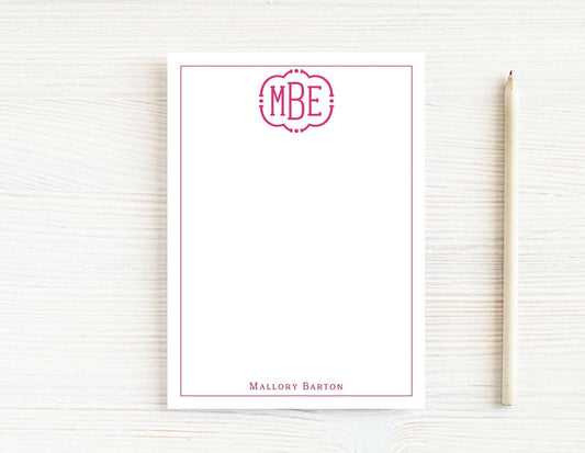 Personalized 5.5x5.5 or 5x7 Bubble Monogram Notepad, Pink Colorful Women Family Initials Note