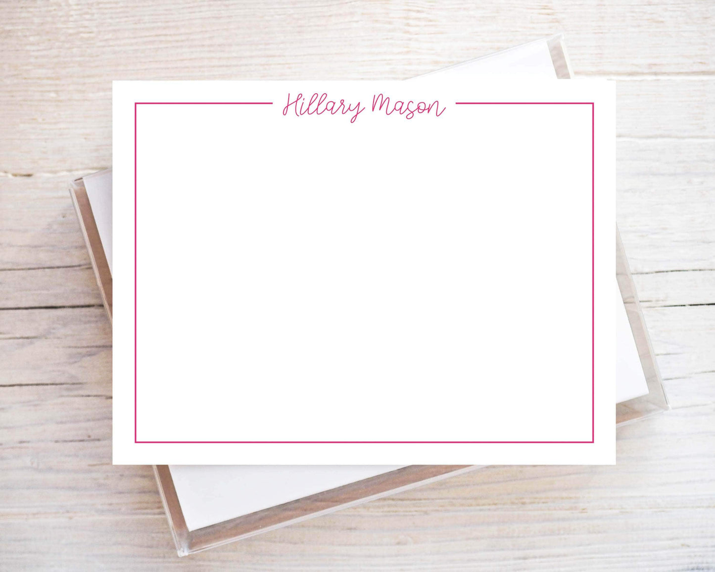 Personalized A2 Size Colorful Cursive Border Stationery, Simple Girl Women Flat Notecard Set