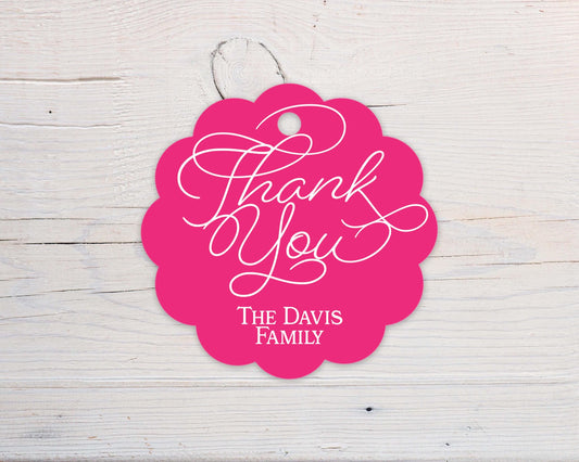 2.5x2.5 inch Personalized Thank You Scalloped Circle Gift Tags | Custom Thanks Colorful Tag