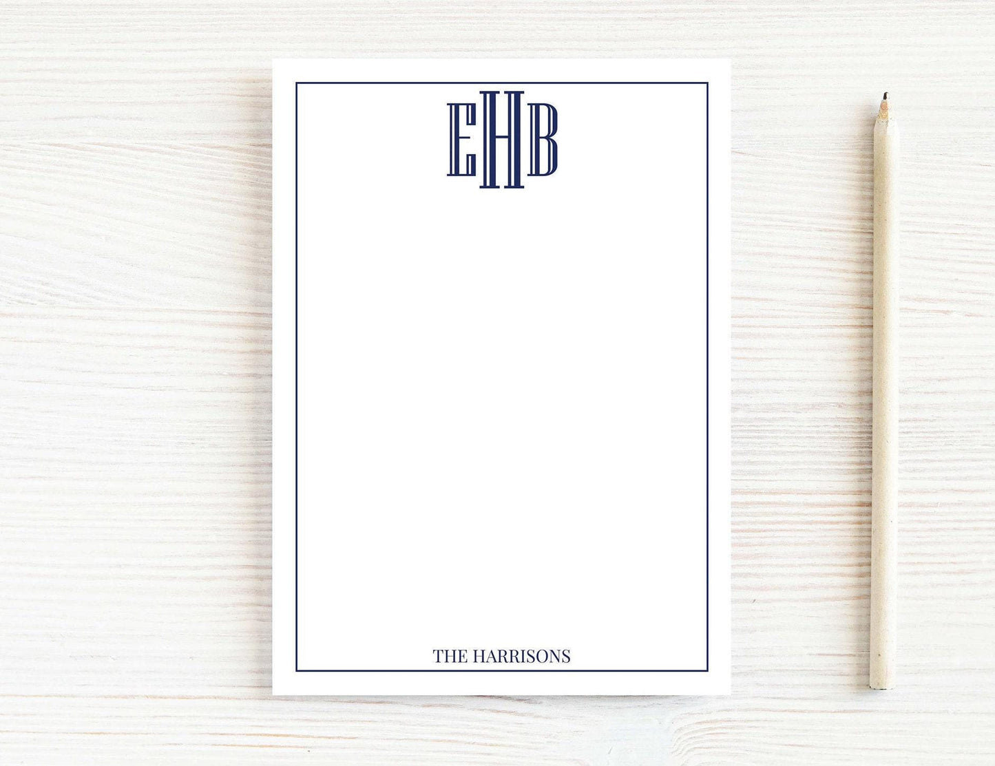 Personalized 5.5x5.5 or 5x7 Block Monogram Notepad, Colorful Family Men Initials Note