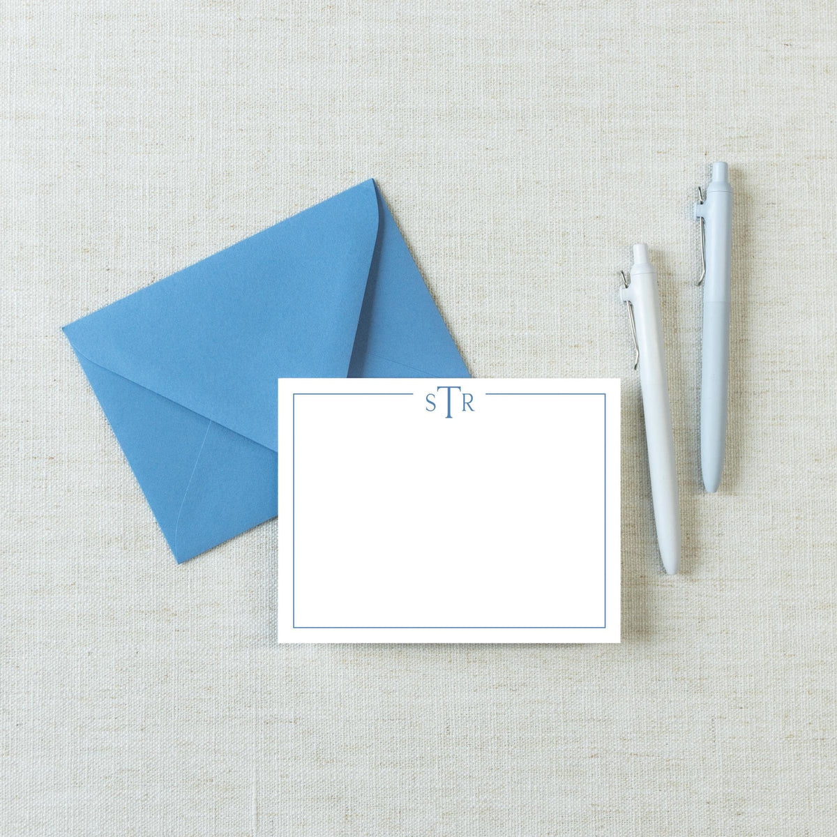 Personalized A2 Size Monogram Border Stationery, Colorful Family Initial Flat Notecard Set __etsy:8226826730