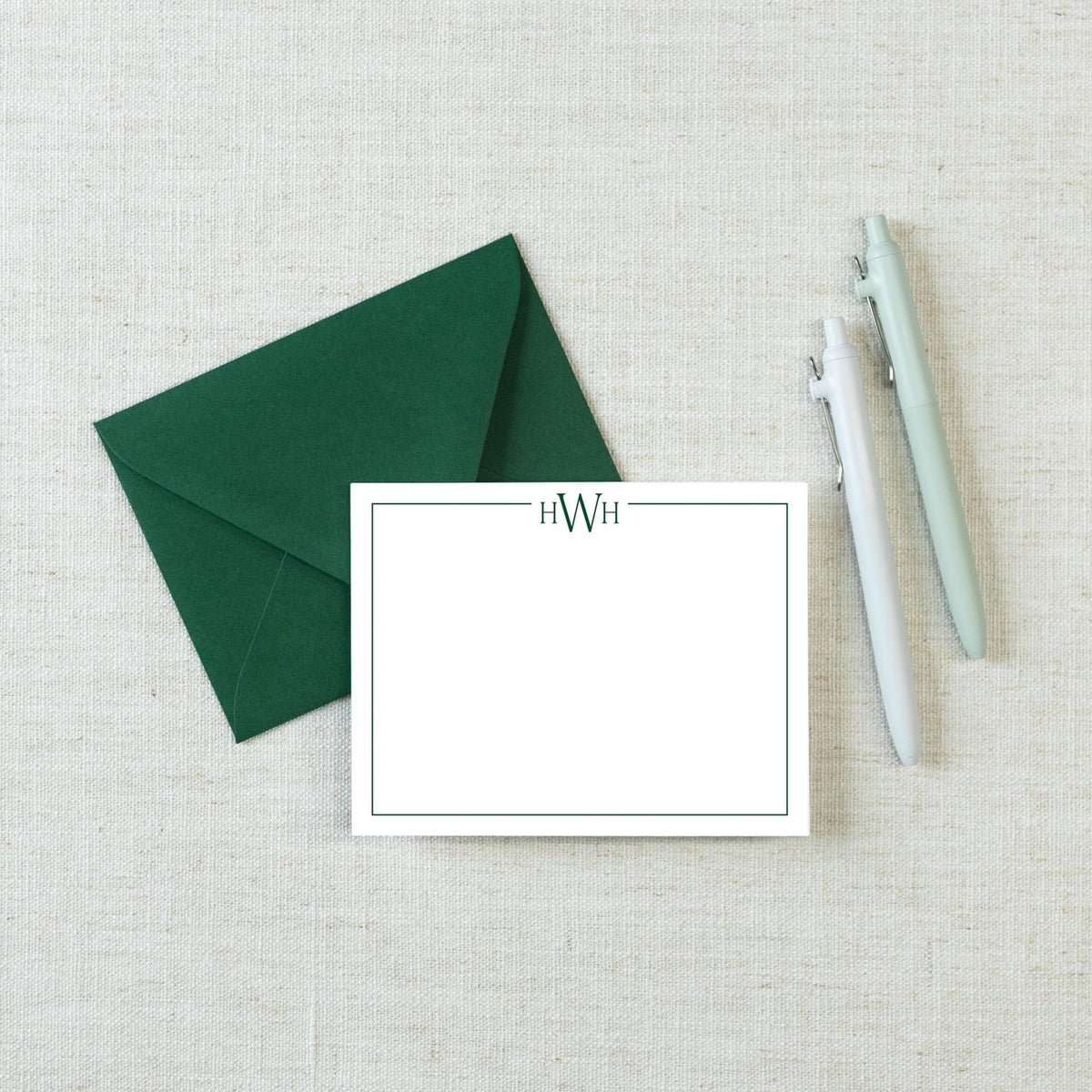 Personalized A2 Size Monogram Border Stationery, Colorful Family Initial Flat Notecard Set __etsy:8226829496
