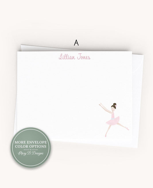Personalized A2 Size Watercolor Ballerina Little Girl Notecard Set, Pink Baby Stationery __etsy:8556680328
