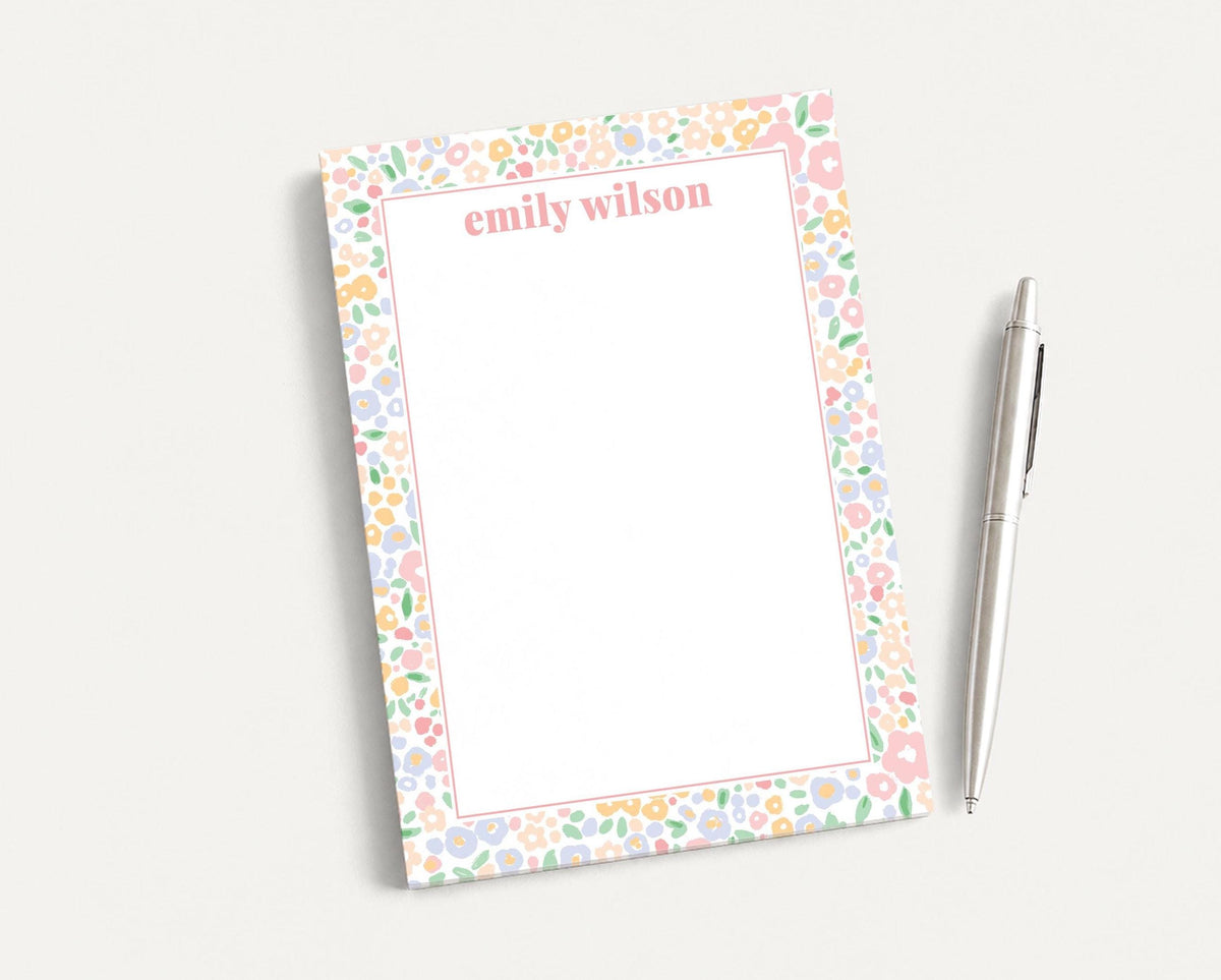 Personalized 5.5X5.5 or 5X7 Watercolor Peach Floral Notepad, Pink Flower Women Notes __etsy:8557721976