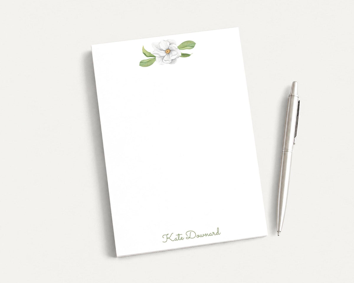 Personalized 5.5X5.5 or 5X7 Watercolor Magnolia Notepad, Floral Women Notes __etsy:8557724516