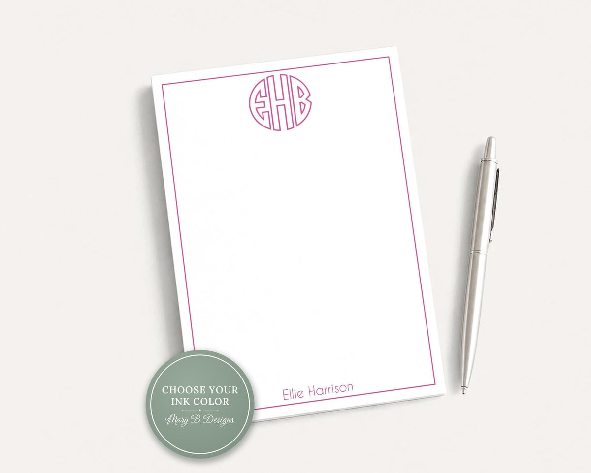 Personalized 5.5x5.5 or 5x7 Circle Monogram Notepad, Colorful Family Girl Initials Notes __etsy:8557785068