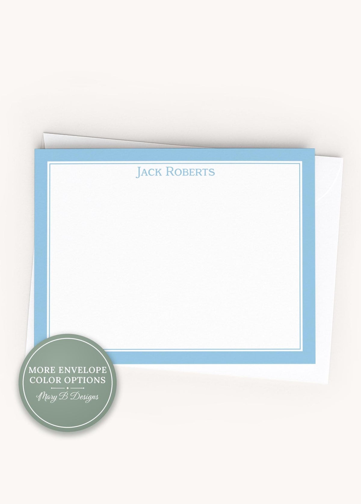 Personalized A2 Size Colorful Border Stationery, Simple Family Men Boy Flat Notecard Set __etsy:8585900069