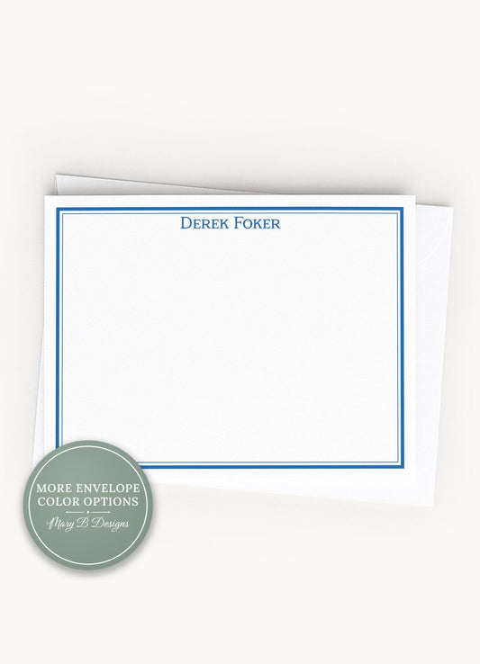 Personalized A2 Size Thick Colored Border Stationery, Family Boy Men Colorful Flat Notecard Set __etsy:8586095115