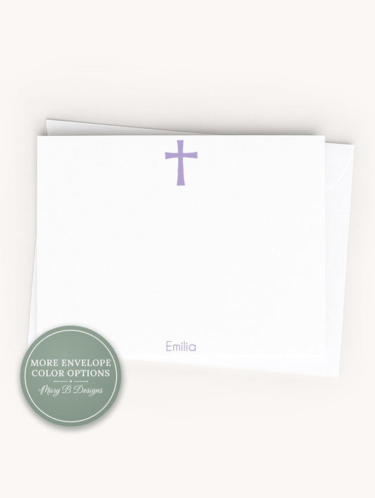 Personalized A2 Size Colored Cross Stationery, Women Girl Colorful Flat Notecard Set __etsy:8586118039