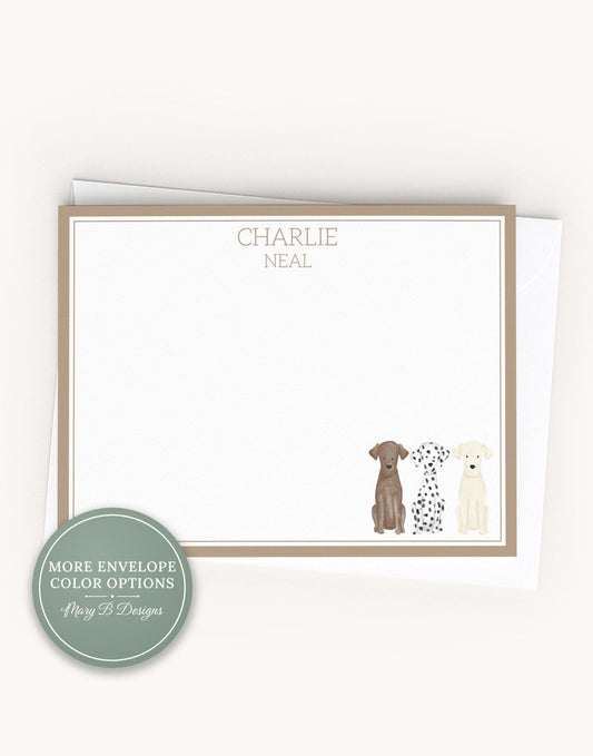 Personalized A2 Size Watercolor Labrador Puppy Dog Stationery, Boy Lab Dalmatian Flat Notecard Set __etsy:8586625895