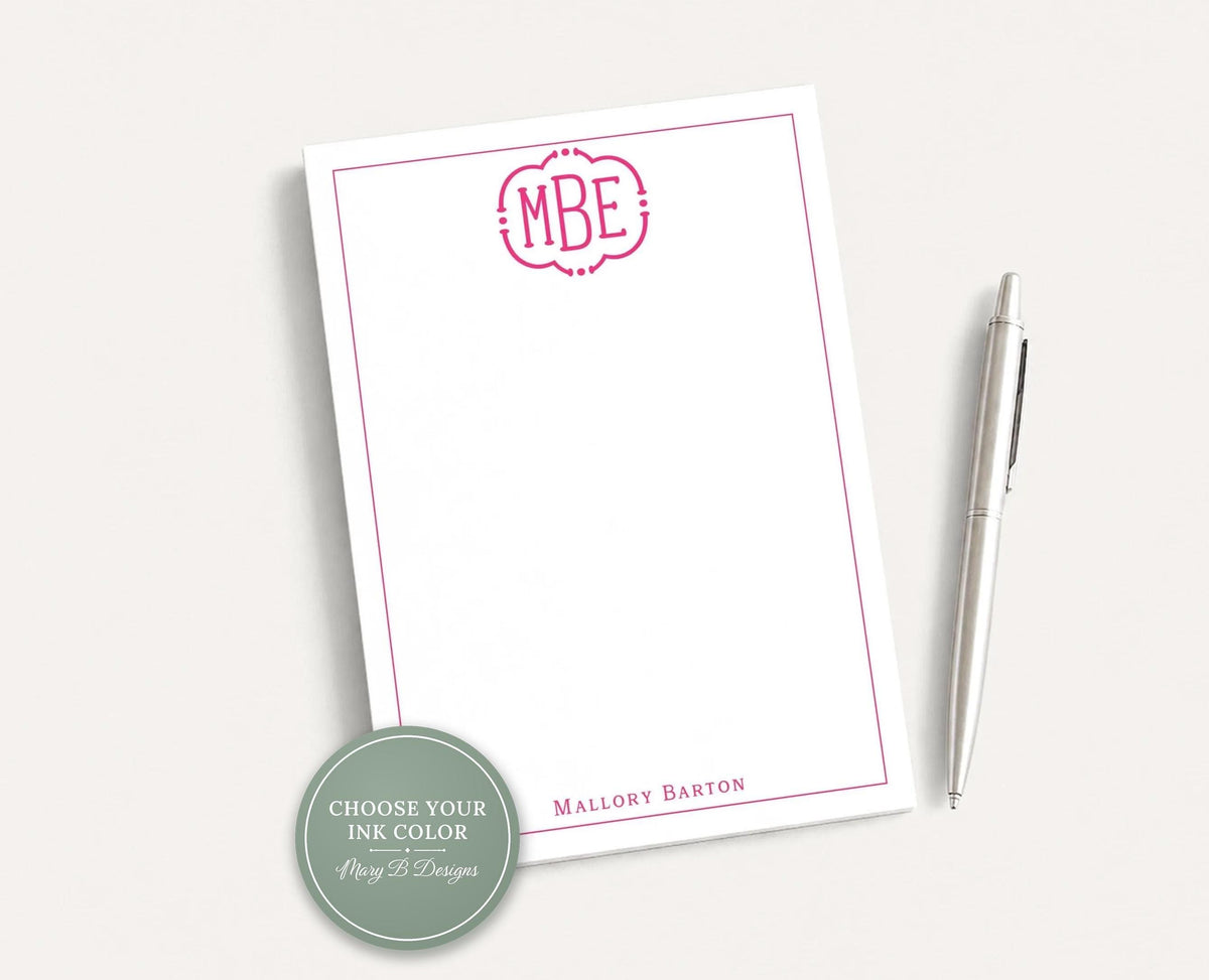 Personalized 5.5x5.5 or 5x7 Bubble Monogram Notepad, Pink Colorful Women Family Initials Note __etsy:8605651587
